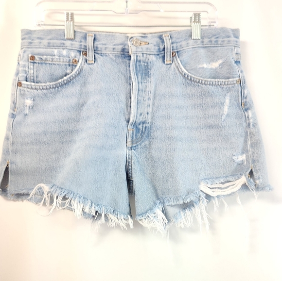 Agolde Parker Long Cutoff Denim Shorts Button Fly Women’s Size 29 A9010-811 - Picture 1 of 8